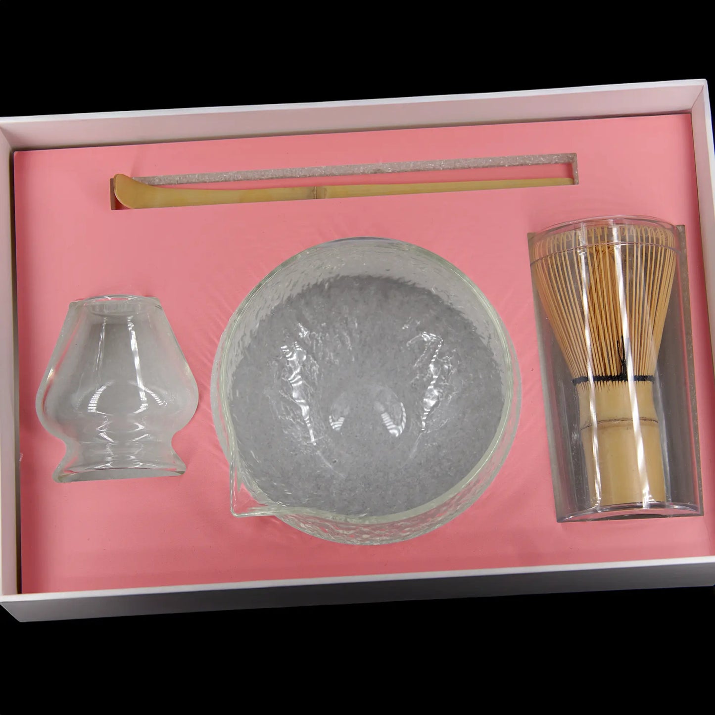 Matcha Starter Set – Glass Chawan, Bamboo Chasen & Chashaku, Whisk Holder