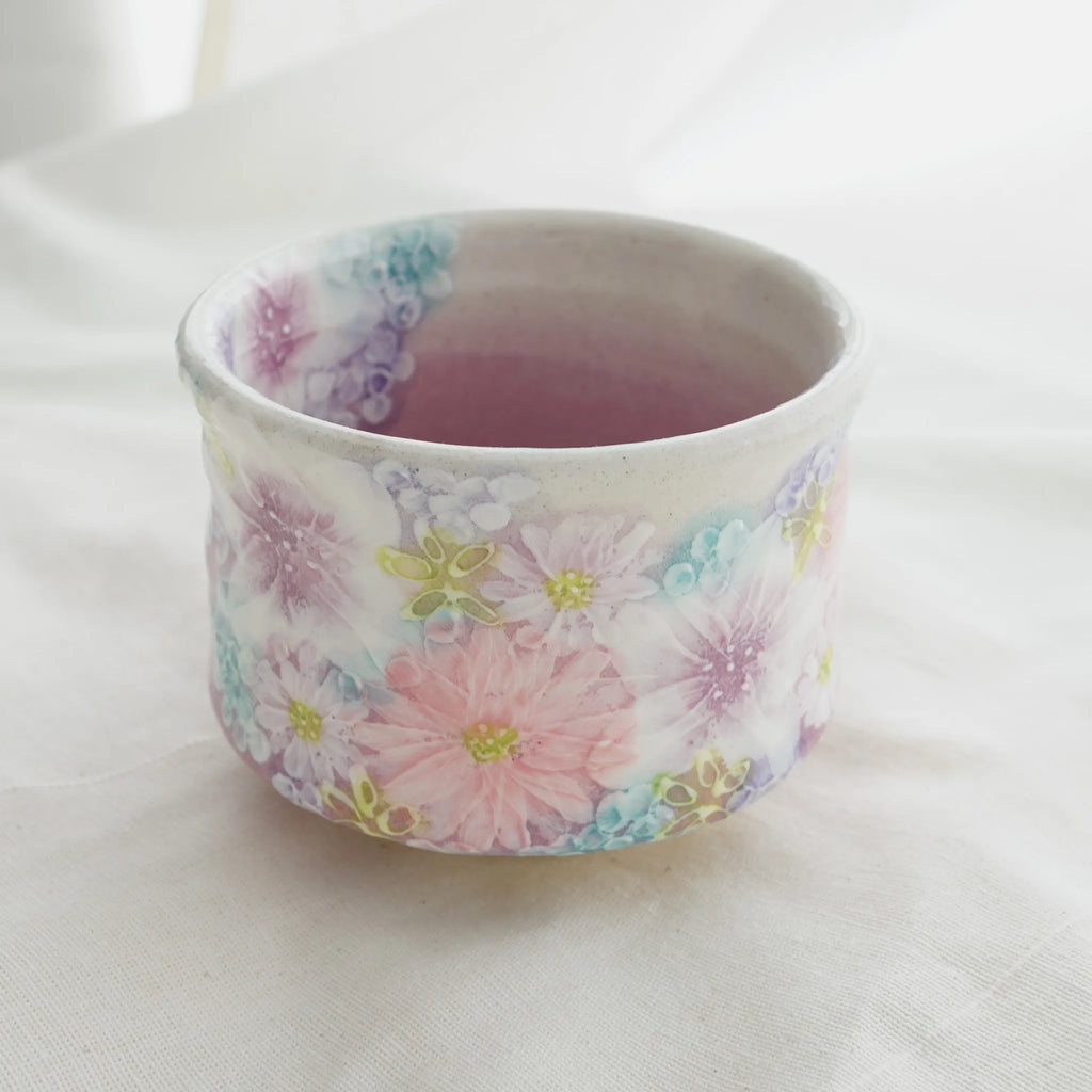 Hand-painted Floral Chawan by Yuzuriha