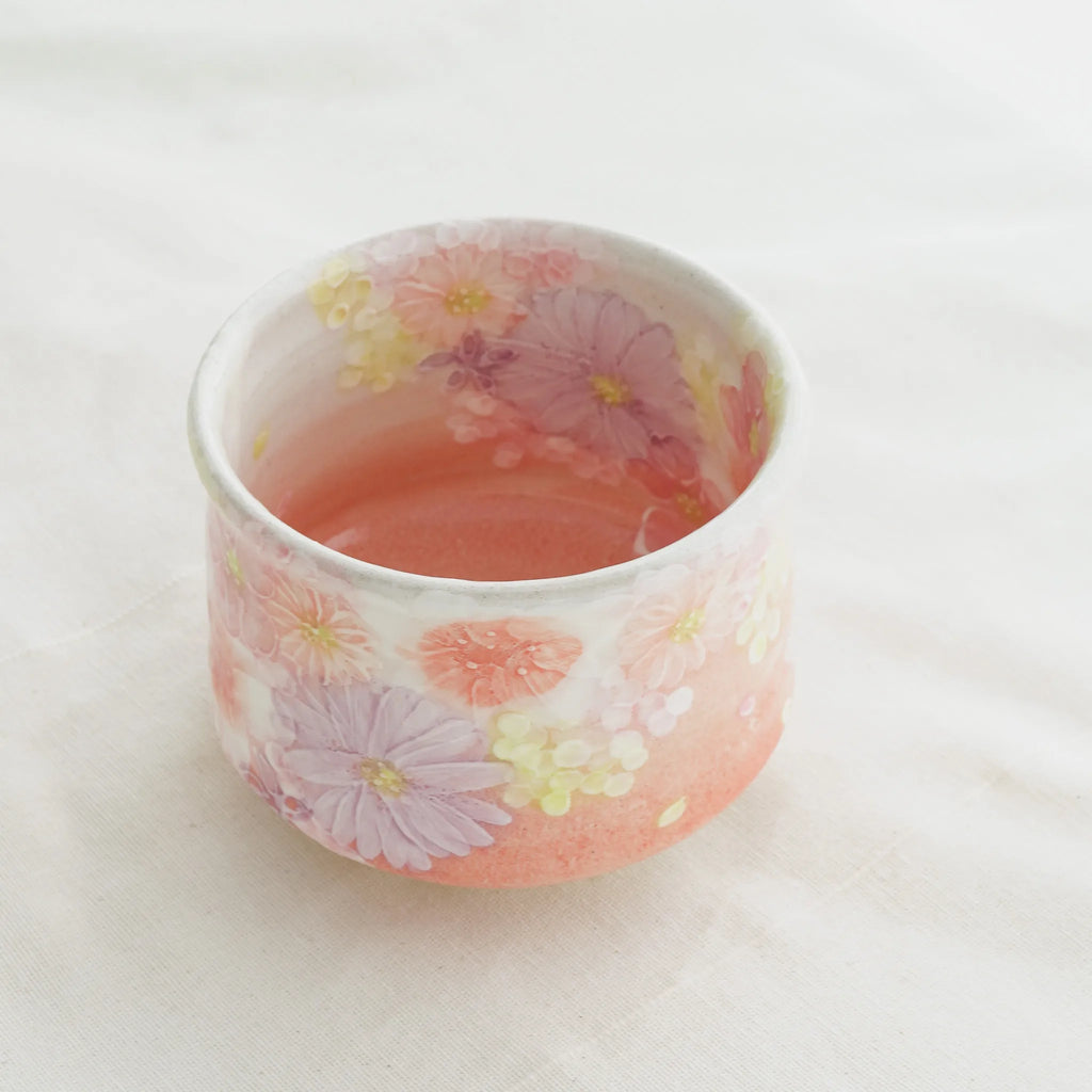 Hand-painted Floral Chawan by Yuzuriha