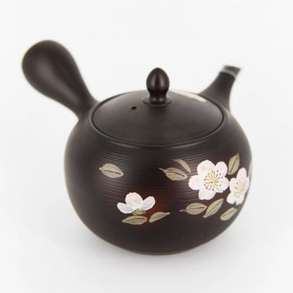 Tokoname Kyusu by Shunjugama – Hand-Painted Sakura Design | Obi-ami Filter | 500 ml