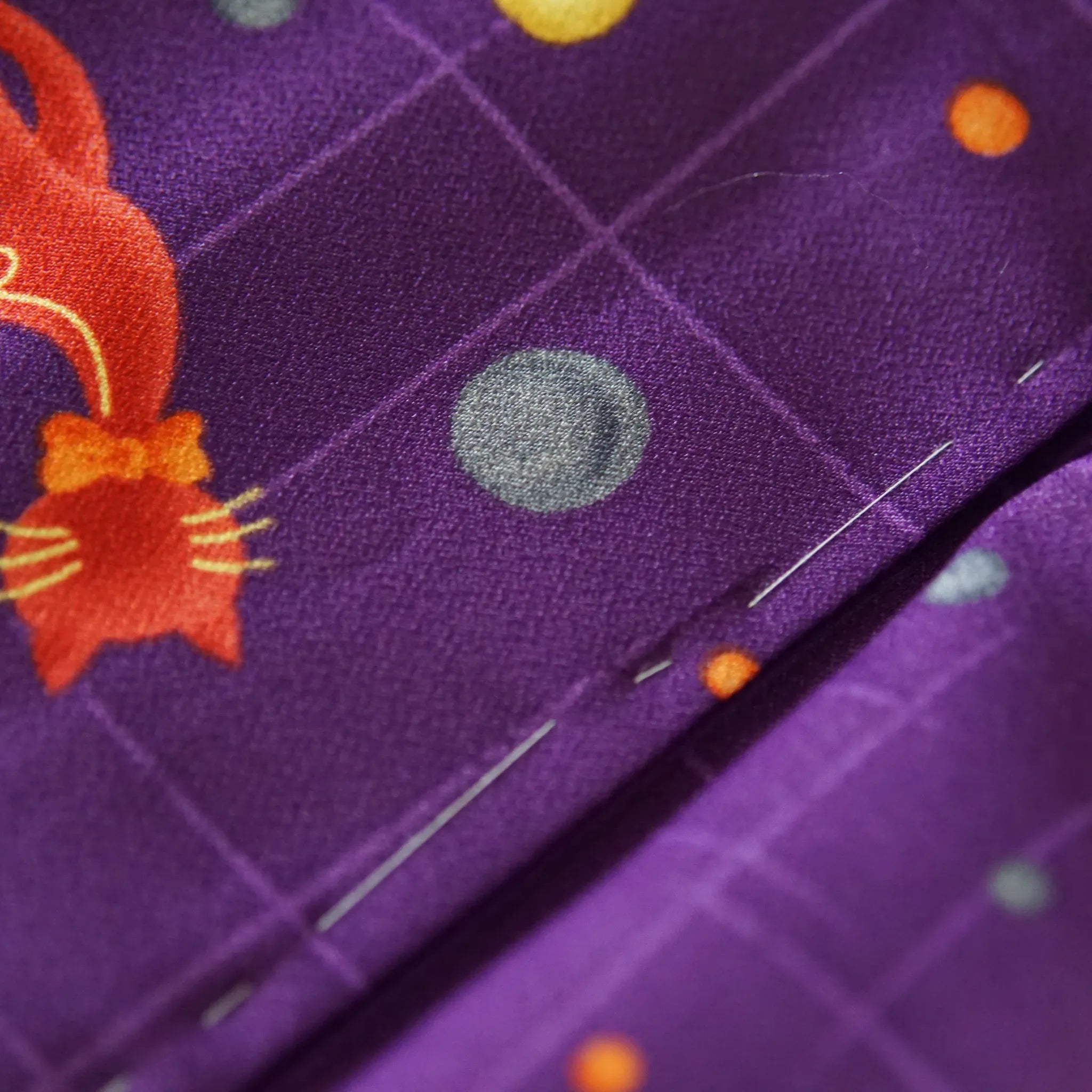 Komon (Awase) – Washable Kimono – Red Cats in Space (Purple) – 162/66.5