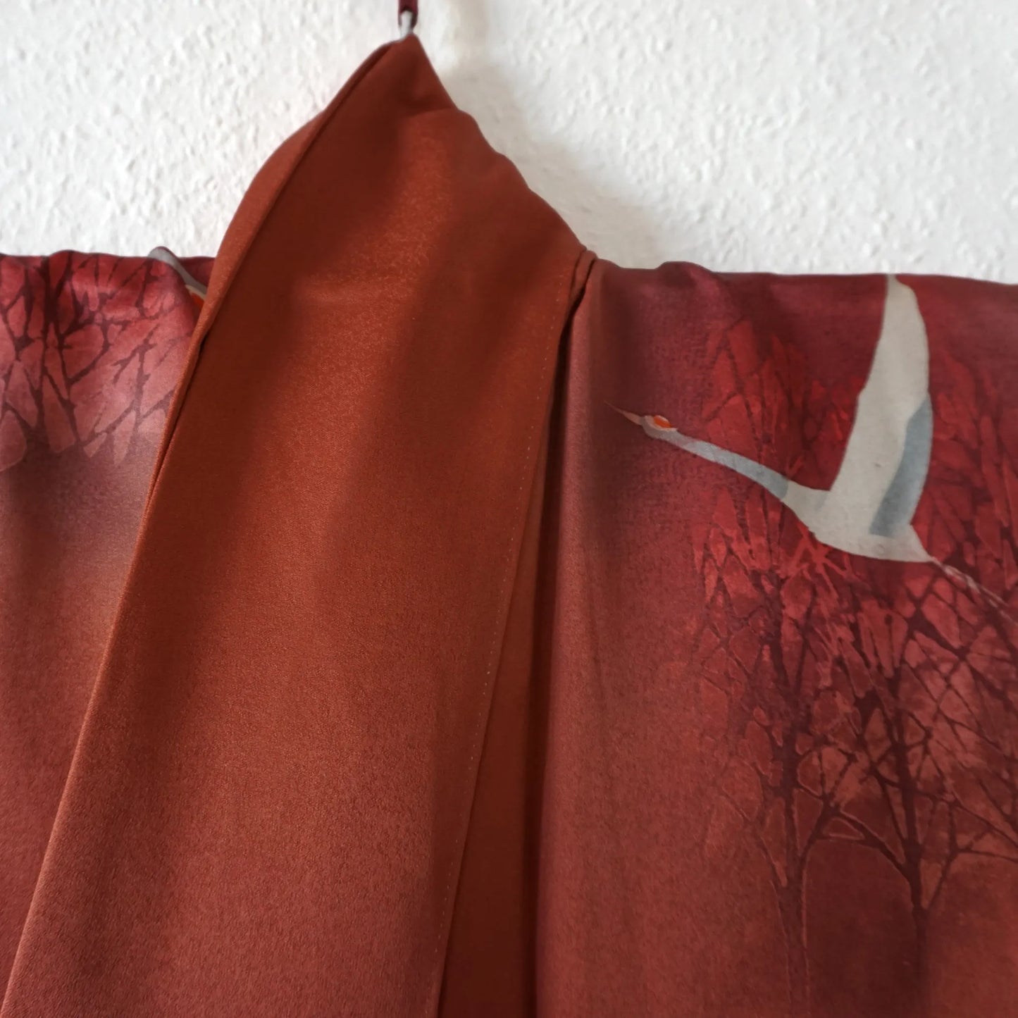 Hōmongi (Awase) – Silk – Rust Red Cranes (Yuzen) – 160/64/54