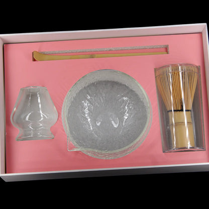 Matcha Starter Set – Glass Chawan, Bamboo Chasen & Chashaku, Whisk Holder