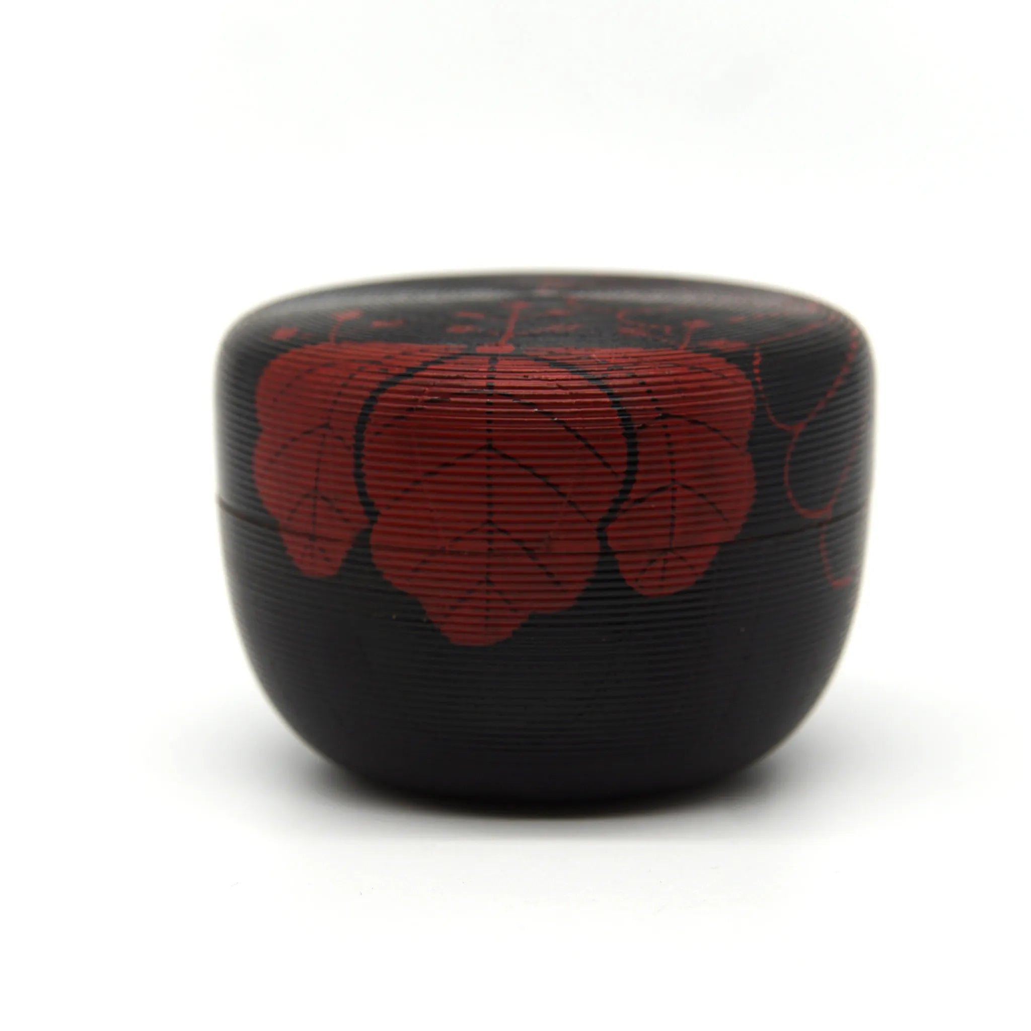 Large Flat Matcha Tea Container with Paulownia & Chrysanthemum Maki-e by Tsukushiro Tsukuryou