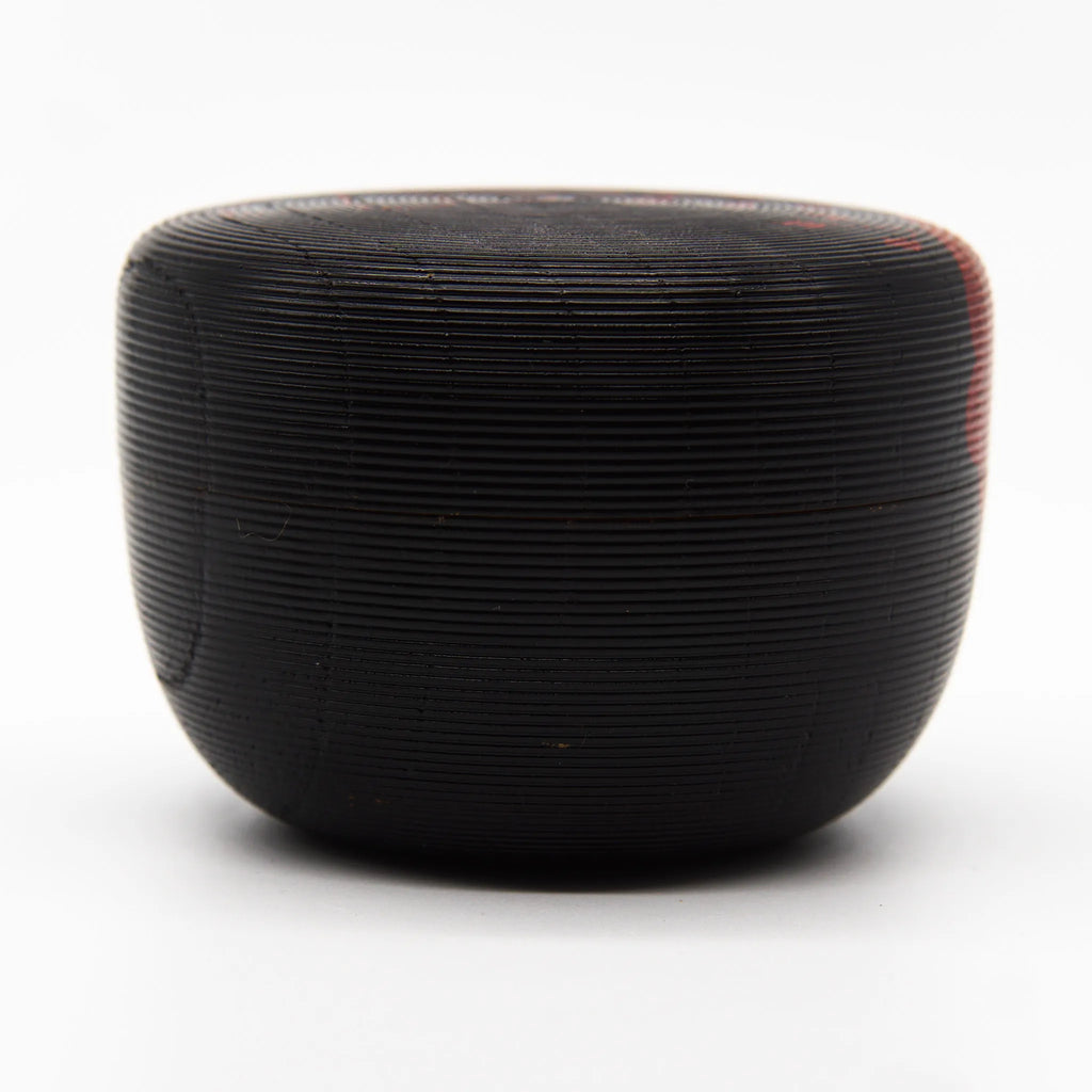 Large Flat Matcha Tea Container with Paulownia & Chrysanthemum Maki-e by Tsukushiro Tsukuryou