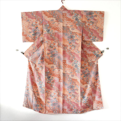 Komon (Awase) – Silk Chirimen – Peach Pink, Florals & Butterflies – 162/63/47