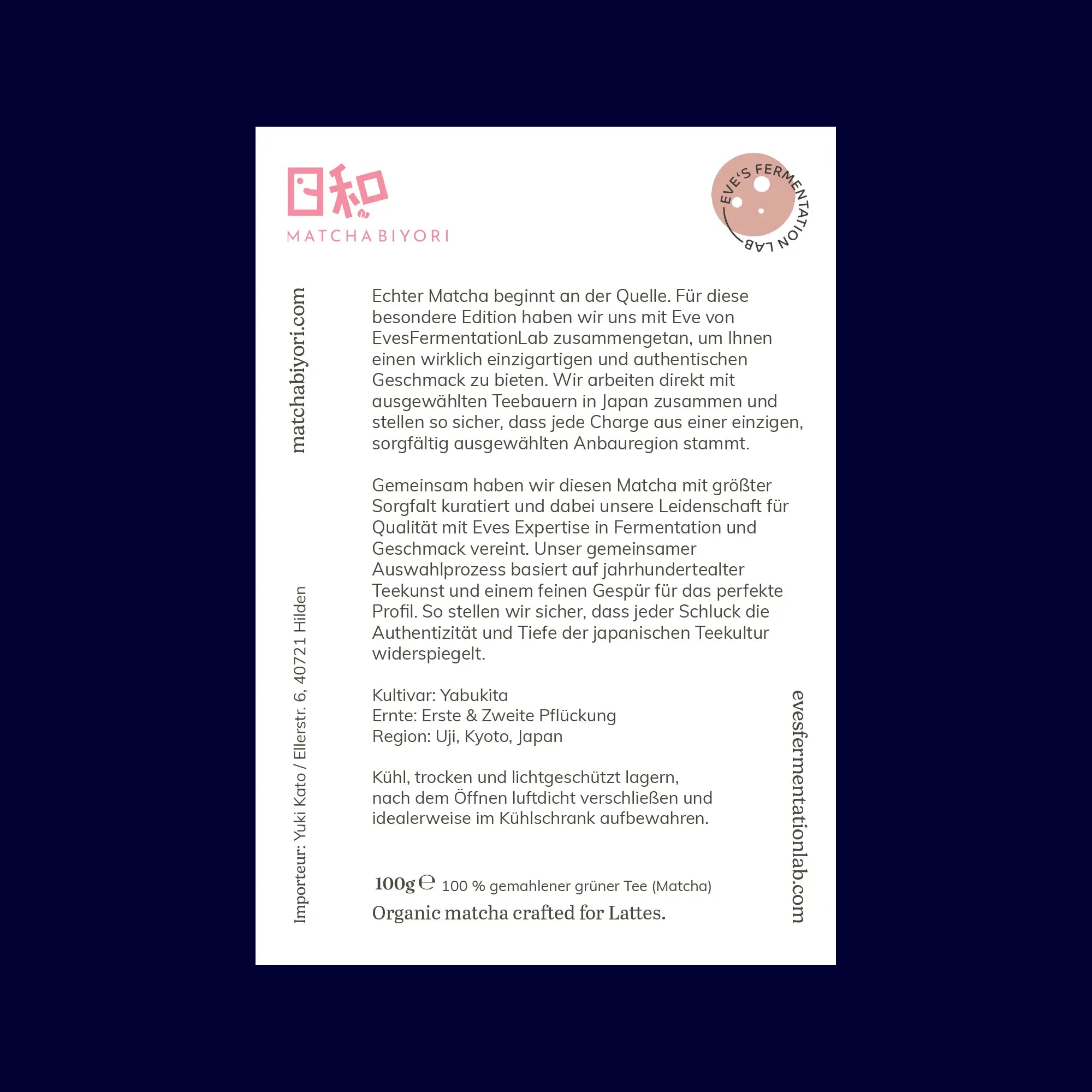 Matcha for Latte – Ibu-iro 彩露 – Pesticide-Free Organic Uji Matcha (100g)