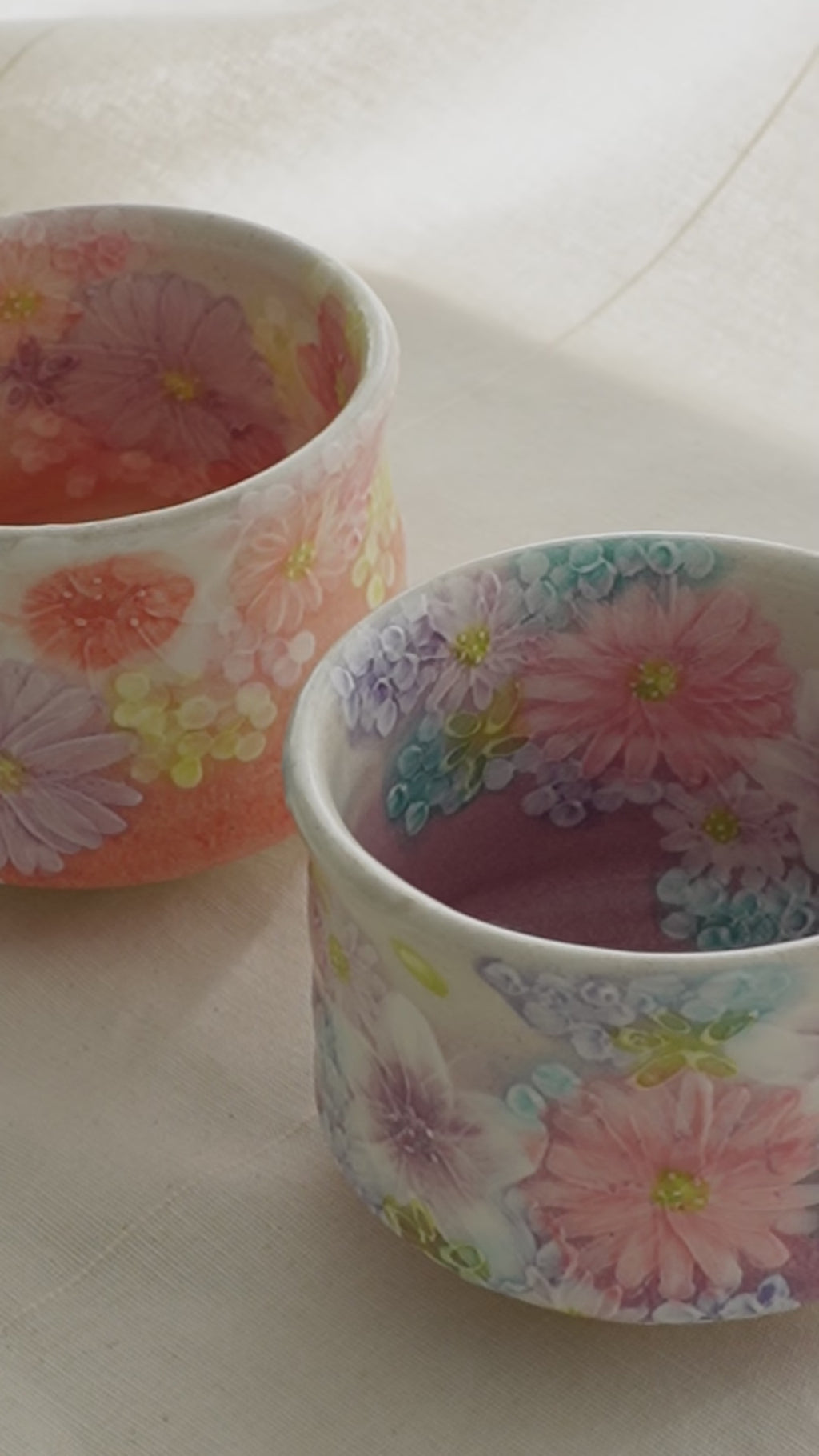 Hand-painted Floral Chawan by Yuzuriha