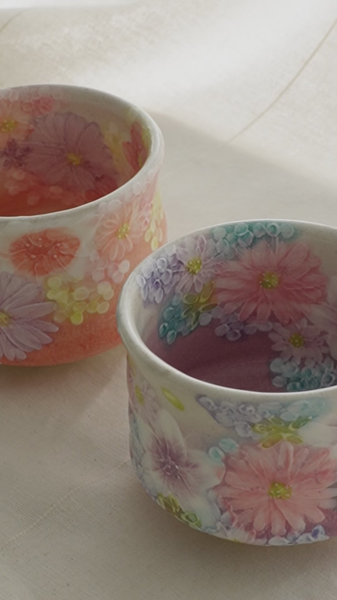 Hand-painted Floral Chawan by Yuzuriha
